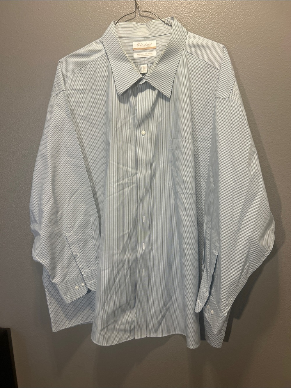 Roundtree Yorke Gold Label Shirt Men 20 34/35 Big Stripe Cotton